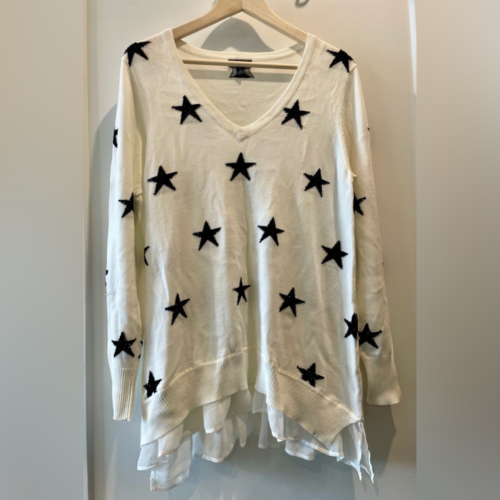 The Limited White Sweater With Black Star Pattern
